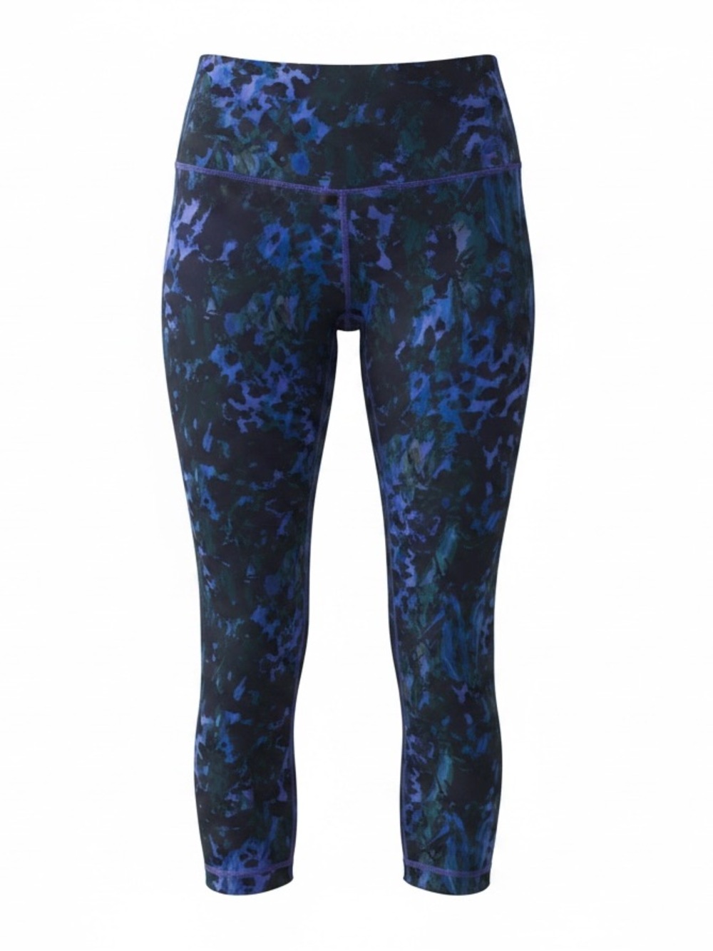 Lululemon Wunder Under Crop II Blue Floral Sport Iris Flower Multi Size 2 NWOT